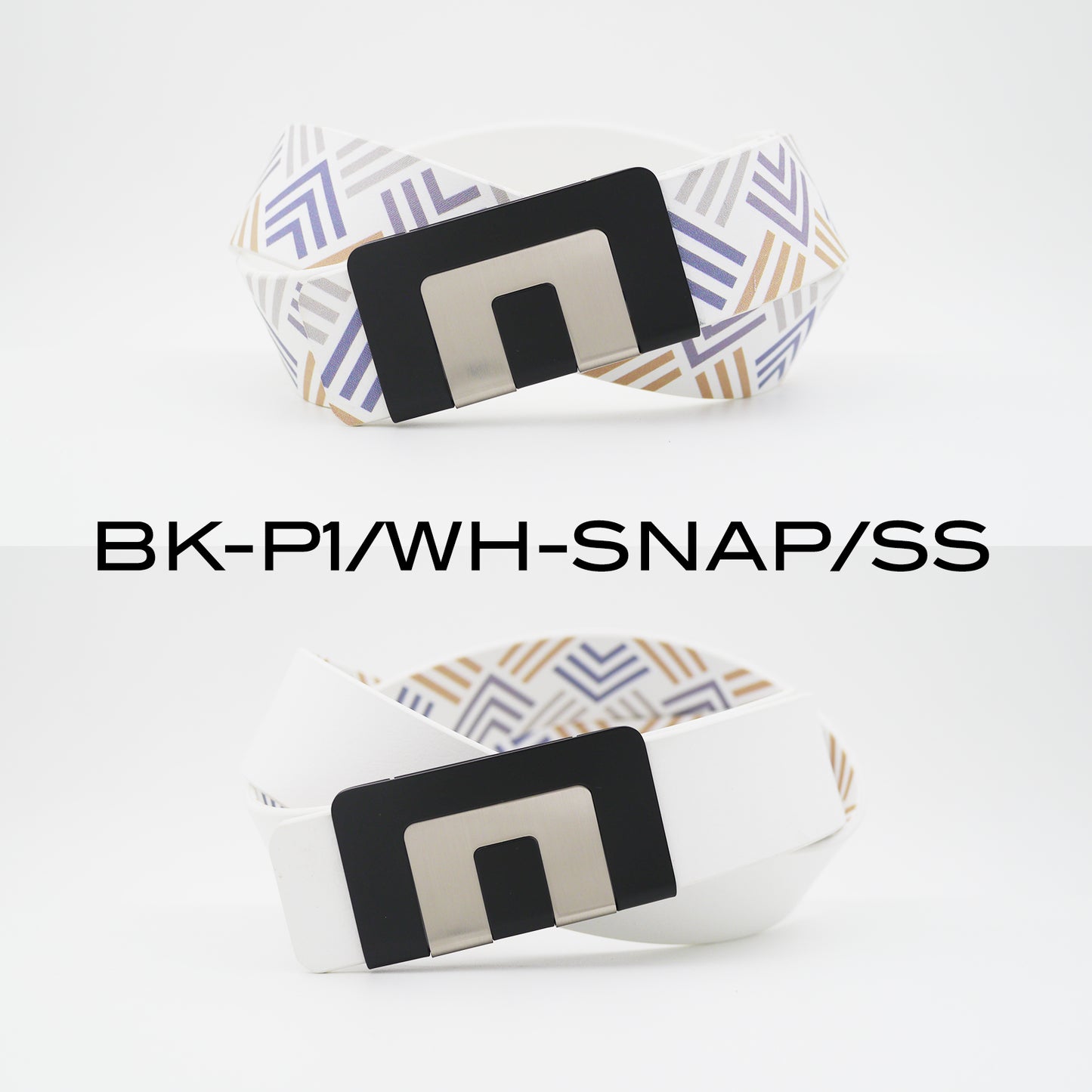 MIN BELT - BLACK BUCKLE, WHITE P1 STRAP